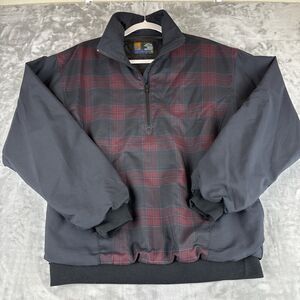 Forrester's Outerwear Pullover‎ Windbreaker Men's Small Black Red Plaid (0782)